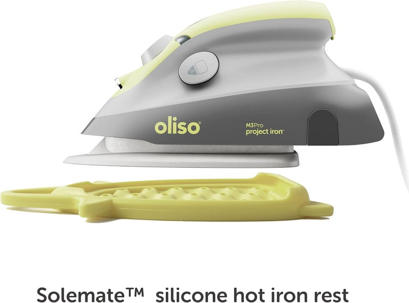 Oliso M3Pro Project Steam Iron with Solemate – 1000W Ceramic Soleplate Iron and LED Light for Sewing, Quilting, Crafting, and Travel – Pistachio - Image 5